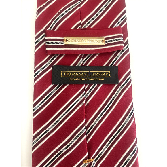 Donald Trump Tie Black Striped Burgundy Red Silk Signature Collection 59… - Picture 4 of 6